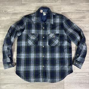 VTG Appalachian Trail Plaid Button Front Outdoor Trail Shacket Navy Blue sz 36
